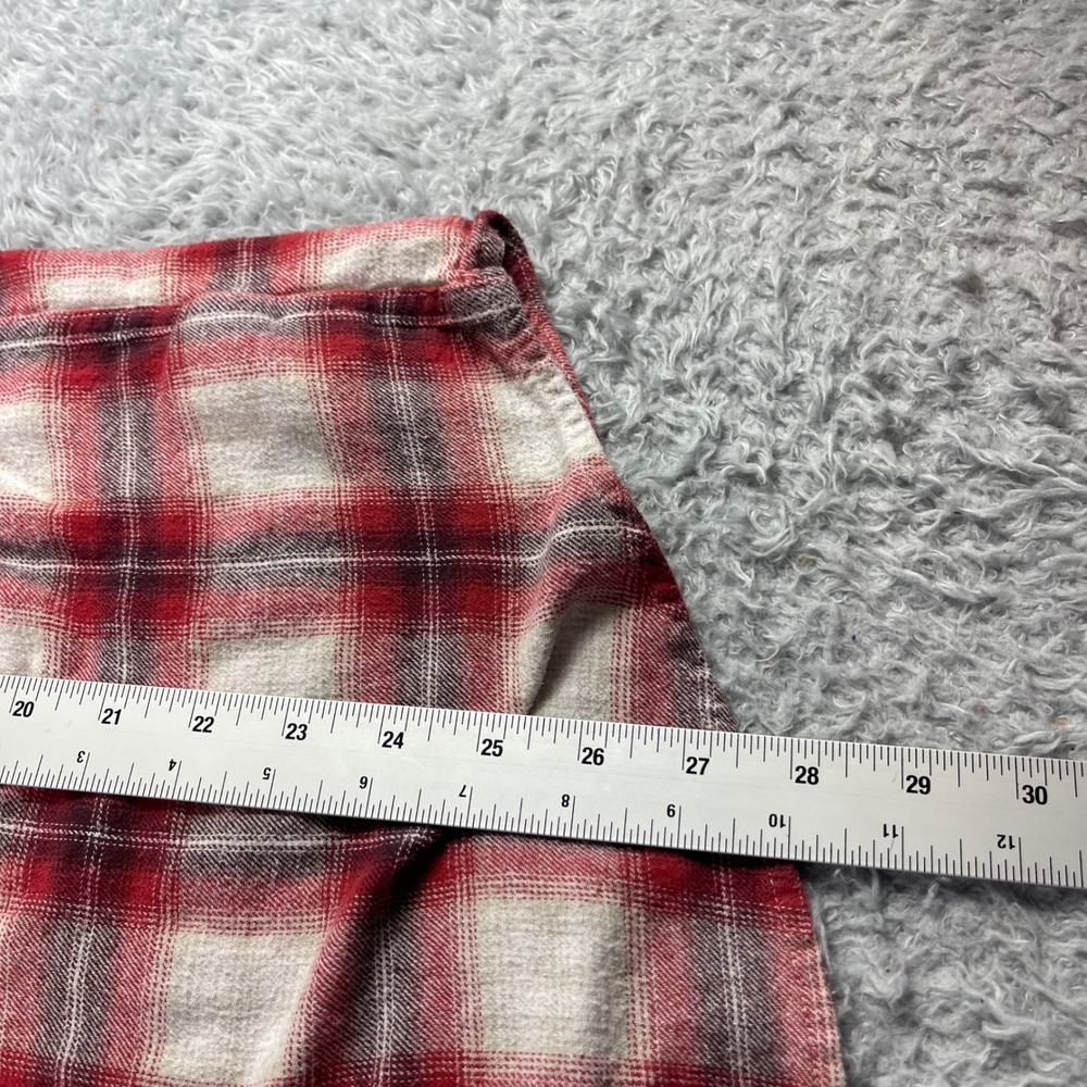 Lucky Brand Mens XL Classic Fit Red White Plaid Flannel Button Down Shirt Cotton - Picture 6 of 9